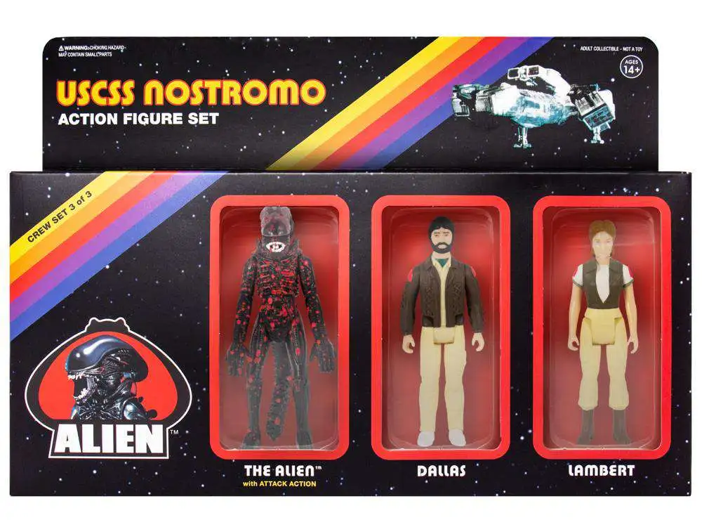 New ๐ ReAction Dallas, Lambert & Bloody Xenomorph Alien Action Figure 3-Pack ๐ 3 New ๐ ReAction Dallas, Lambert & Bloody Xenomorph Alien Action Figure 3-Pack ๐